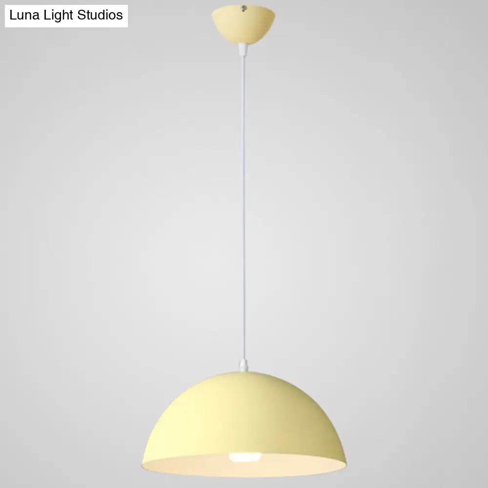 Ribbed Dome Metal Hanging Light - Nordic Minimalist Style Lamp For Restaurants Yellow / 12’
