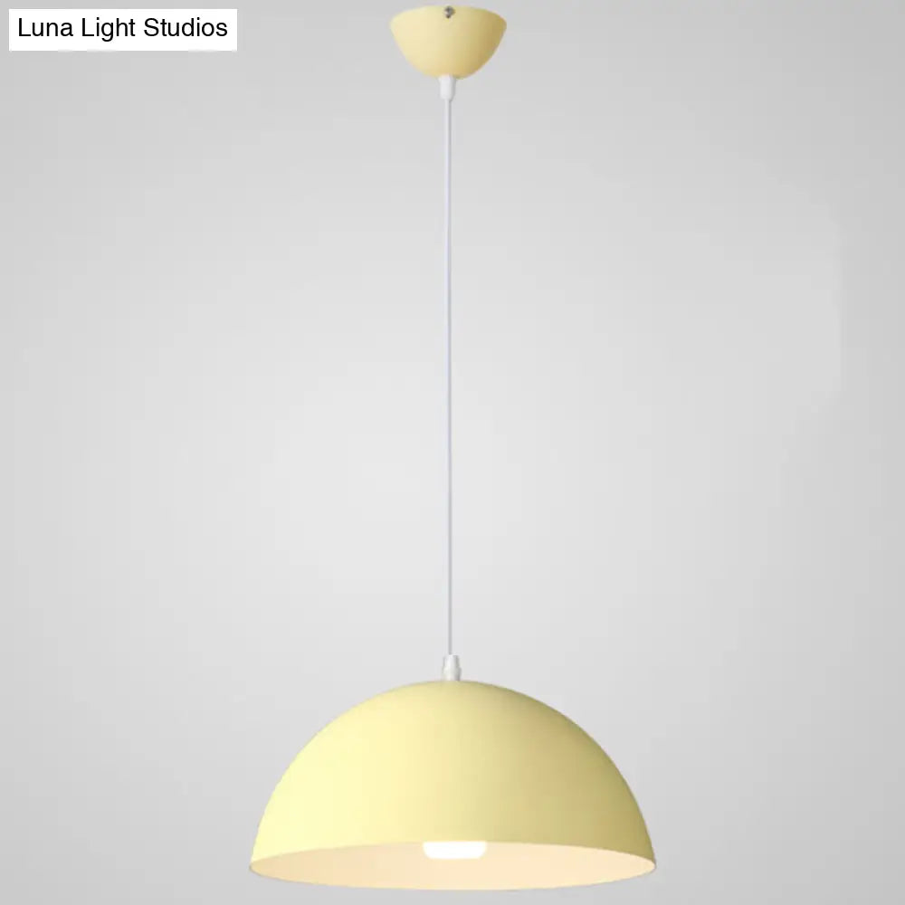 Ribbed Dome Metal Hanging Light - Nordic Minimalist Style Lamp For Restaurants Yellow / 14’
