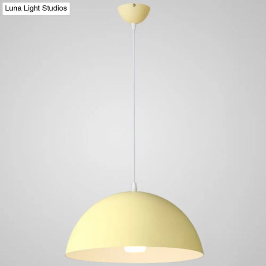 Ribbed Dome Metal Hanging Light - Nordic Minimalist Style Lamp For Restaurants Yellow / 16’