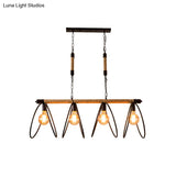 Rijl Al Awwa - Open 4 Lights Rope Chandelier Factory Black Finish Bulb Restaurant Pendant Light