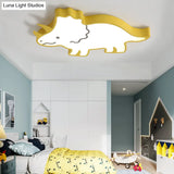 Roaring Fun: Dinosaur Design Led Flush Pendant Light For Kids Rooms Ceiling
