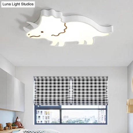 Roaring Fun: Dinosaur Design Led Flush Pendant Light For Kids Rooms White / Warm Ceiling