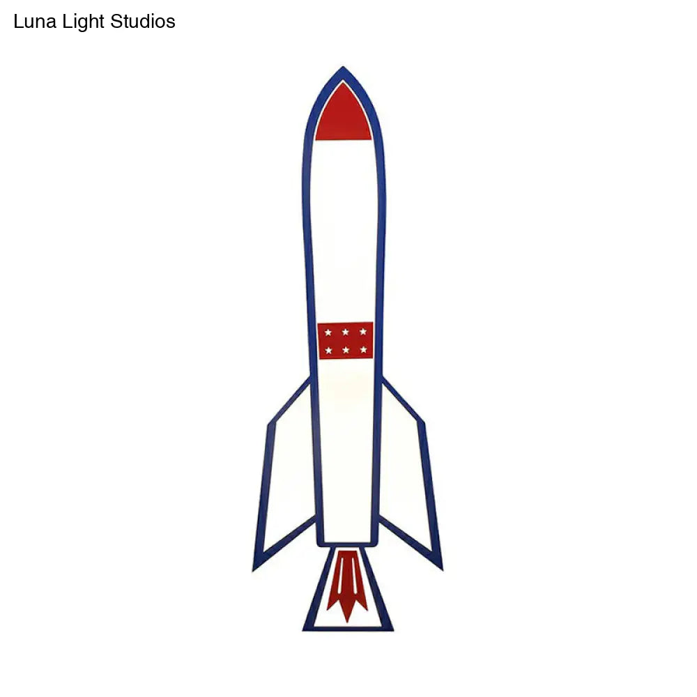 Rocket Child Room Led Flush Mount Ceiling Light In Blue - Simplicity And Acrylic Design