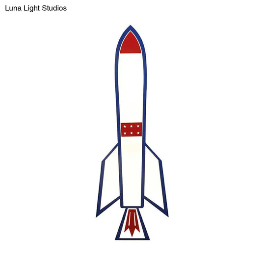 Rocket Child Room Led Flush Mount Ceiling Light In Blue - Simplicity And Acrylic Design