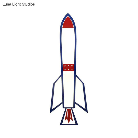 Rocket Child Room Led Flush Mount Ceiling Light In Blue - Simplicity And Acrylic Design