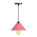 Roll-Edged Conical Iron Pendant Lamp In Pink/Blue/Grey - Loft Style For Single Dining Room Pink
