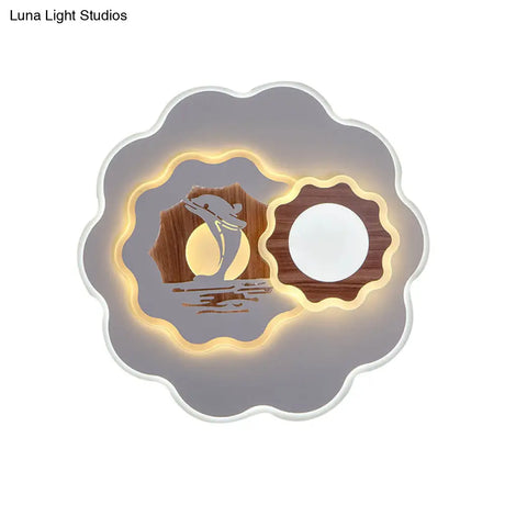 Romantic Acrylic Blossom Ceiling Mount Flush Light In White For Adult Bedroom