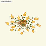 Romantic Brass Spiral Led Flower Ceiling Light Fixture - Semi Flush 16 Heads Bedroom Décor