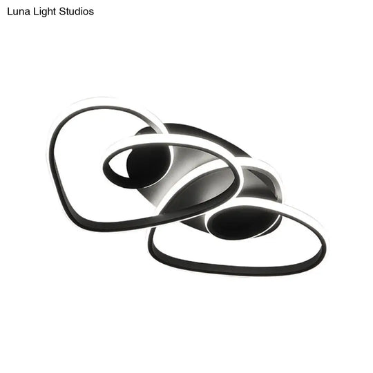 Romantic Loving Heart Flush Ceiling Light – Modern Metal Led Mount In Warm Or White
