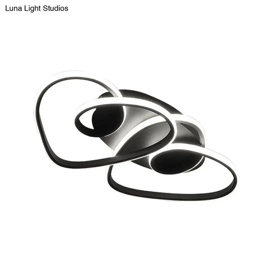 Romantic Loving Heart Flush Ceiling Light Modern Metal Led Mount In Warm Or White
