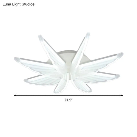 Romantic White Wing Flush Led Ceiling Lamp For Baby Room