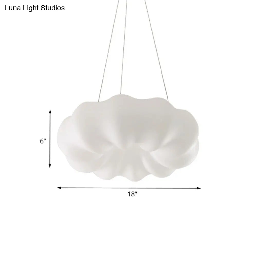 Minimalist White Cloud Bistro Led Pendant Lamp - Plastic Integrated Hanging Ceiling Light