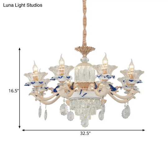 Rose Gold Crystal Chandelier Pendant - 6/8 Lights Modern Blooming Design For Bedroom Suspension