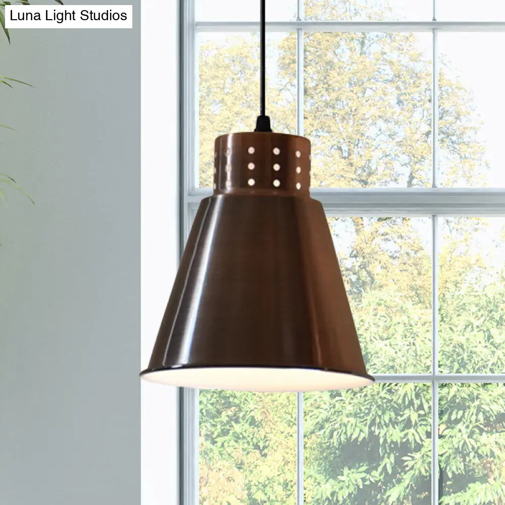 Iron Rose Gold Hanging Farmhouse Pendant Light With Multiple Shade Options For Restaurants - 1 Bulb