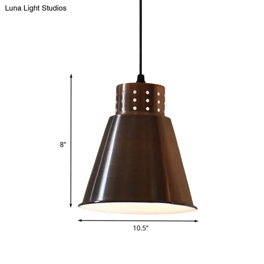 Rose Gold Farmhouse Pendant Light With Cone/Dome/Flared Shade For Restaurants