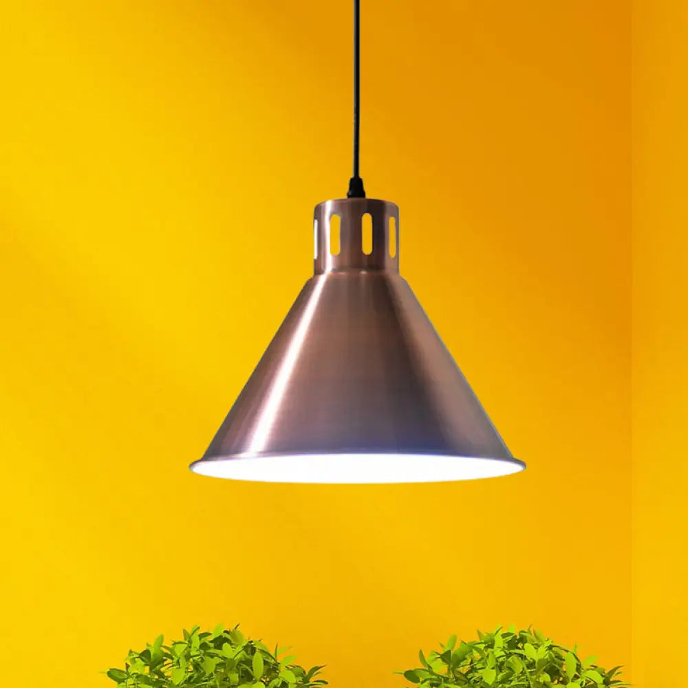 Rose Gold Farmhouse Pendant Light With Cone/Dome/Flared Shade For Restaurants / Flared