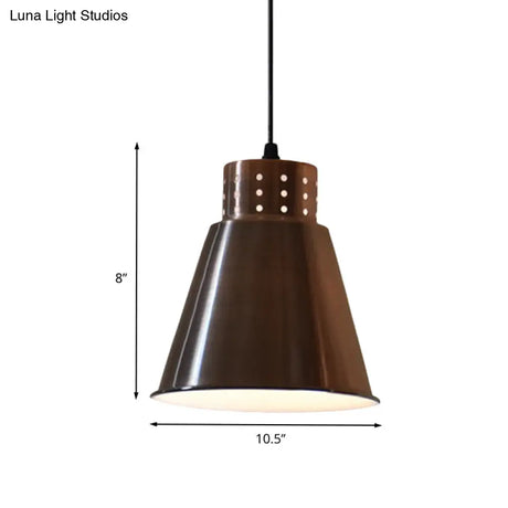 Rose Gold Farmhouse Pendant Light With Cone/Dome/Flared Shade For Restaurants