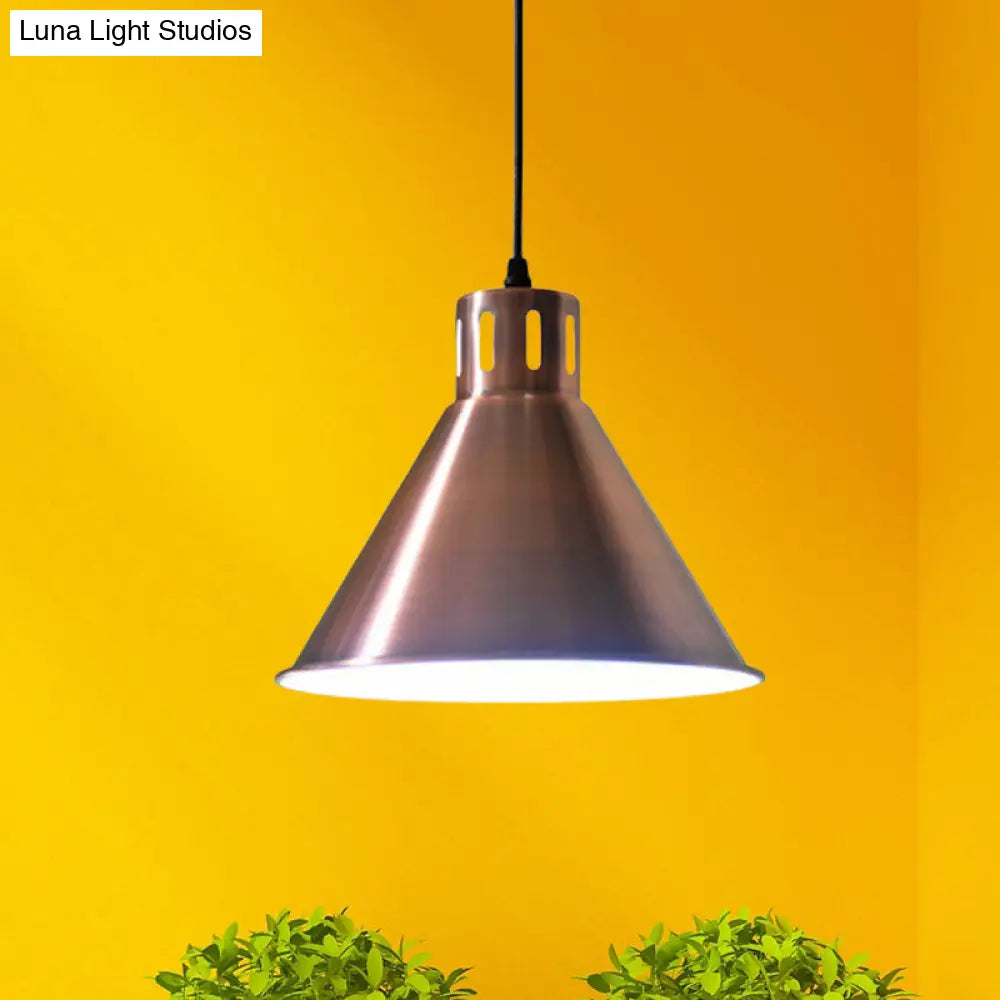 Iron Rose Gold Hanging Farmhouse Pendant Light With Multiple Shade Options For Restaurants - 1 Bulb