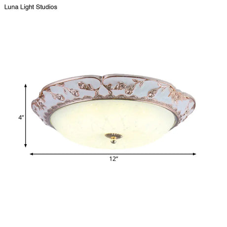 Rose Gold Led Ceiling Mounted Flushmount Lighting With Korea Country Domed White Glass