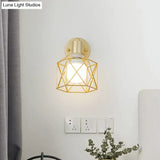 Rotatable Antique Gold Hexagonal Wall Mount Light Fixture