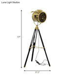 Rotatable Cylinder Metal Shade Floor Light - Tripod Design Industrial Style 1-Light Indoor Standing