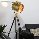 Rotatable Cylinder Metal Shade Floor Light - Tripod Design Industrial Style 1-Light Indoor Standing