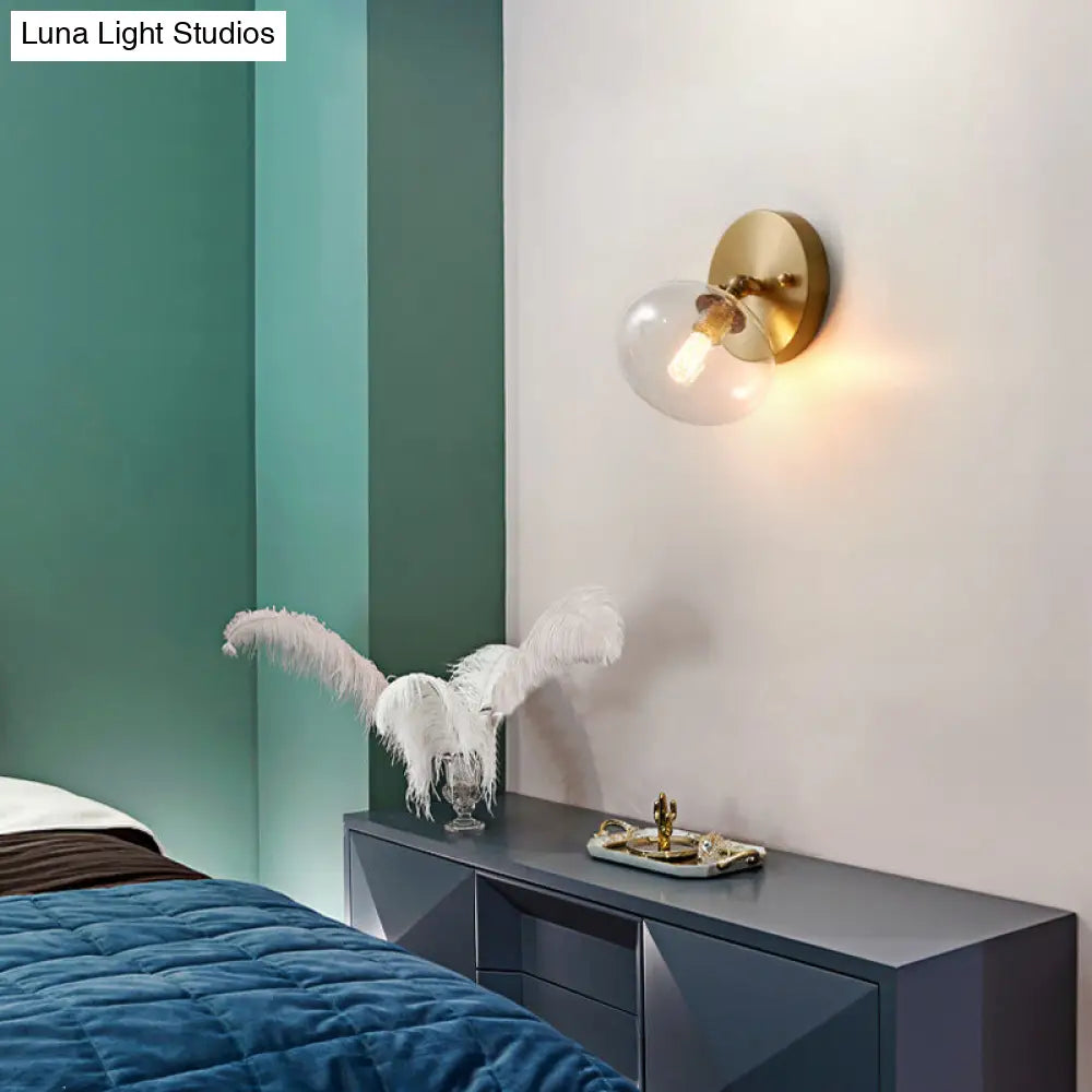 Rotatable Glass Wall Sconce - Small And Stylish Postmodern Brass Light