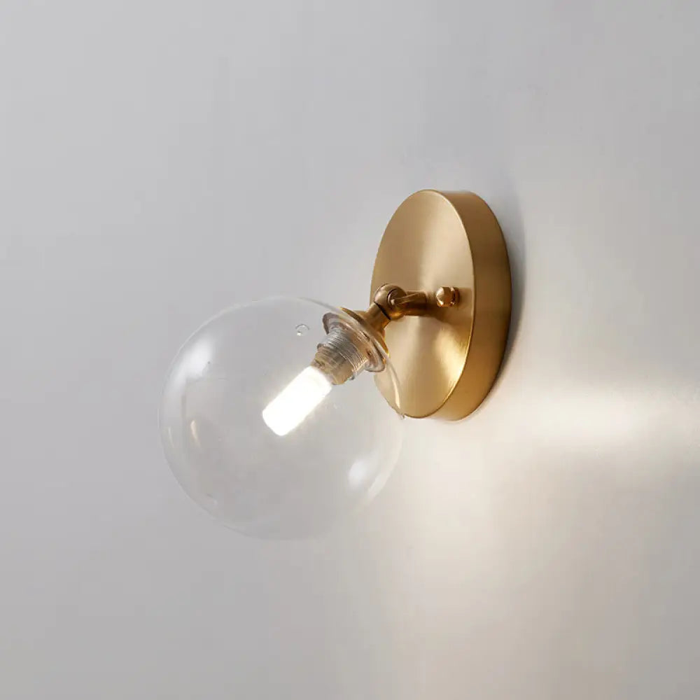 Rotatable Glass Wall Sconce - Small And Stylish Postmodern Brass Light / Globe