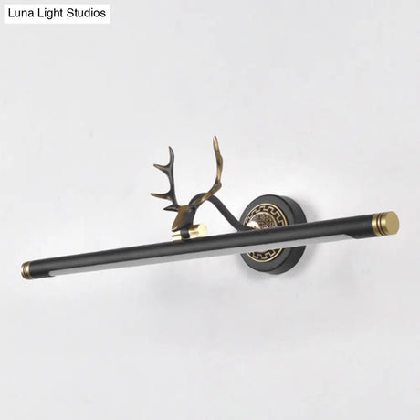 Rotatable Led Tube Vanity Light With Rustic Antler Design - Perfect For Bathroom
