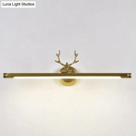 Rotatable Led Tube Vanity Light With Rustic Antler Design - Perfect For Bathroom