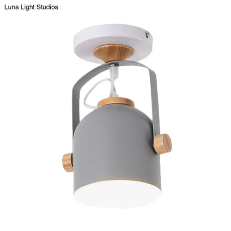 Rotatable Macaron Loft Metallic Ceiling Lamp With Cup Shade - Perfect For Bathrooms