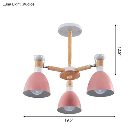 Rotatable Metal Bowl Chandelier - Kindergarten Macaron Hanging Light