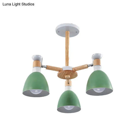 Rotatable Metal Bowl Chandelier - Kindergarten Macaron Hanging Light