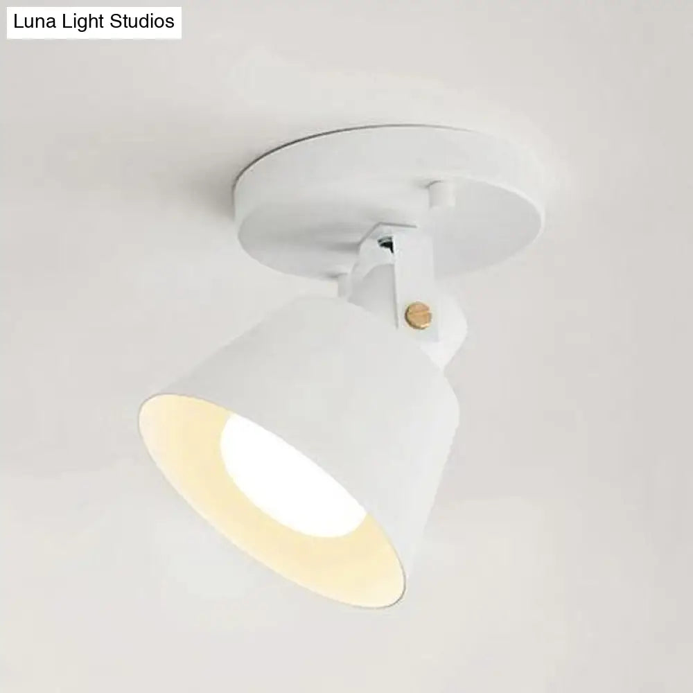 Rotatable Semi Flush Ceiling Light With Stylish Metallic Conical Shade - Black/White