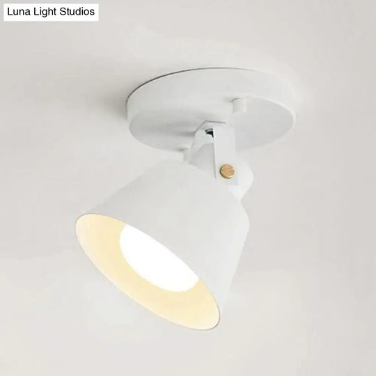 Rotatable Semi Flush Ceiling Light With Stylish Metallic Conical Shade - Black/White