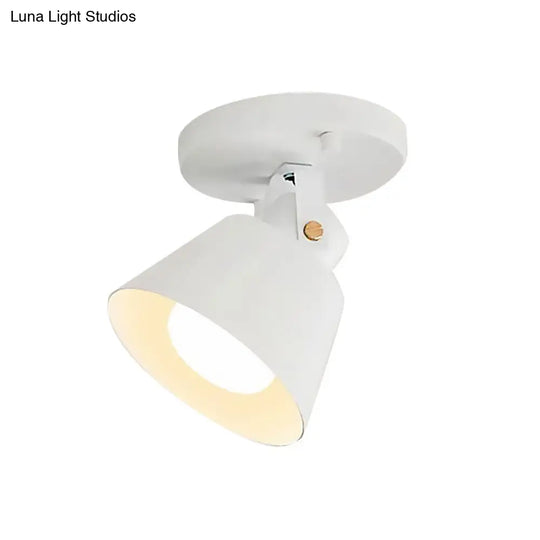 Rotatable Semi Flush Ceiling Light With Stylish Metallic Conical Shade - Black/White