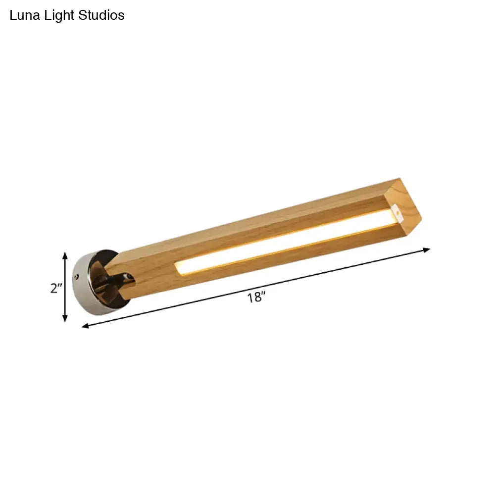 Rotatable Wood Wall Light - Simple Beige Led Sconce For Bedside With 3 Color Options