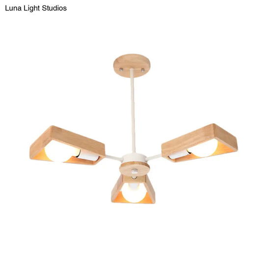 Modern Rotatable Trapezoid Chandelier Wood Pendant Light - Multi-Head For Dining Room
