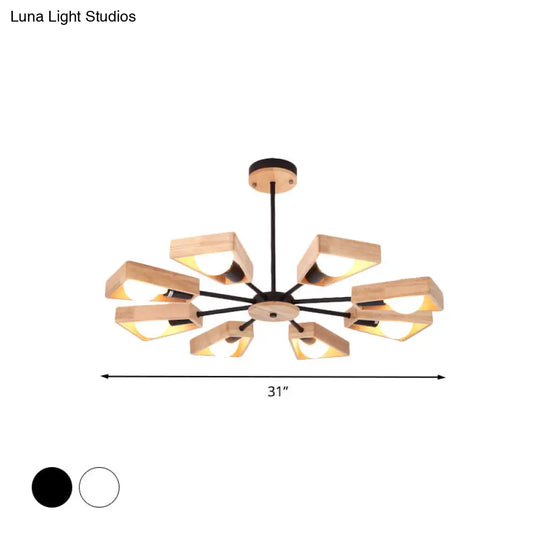 Modern Rotatable Trapezoid Chandelier Wood Pendant Light - Multi-Head For Dining Room