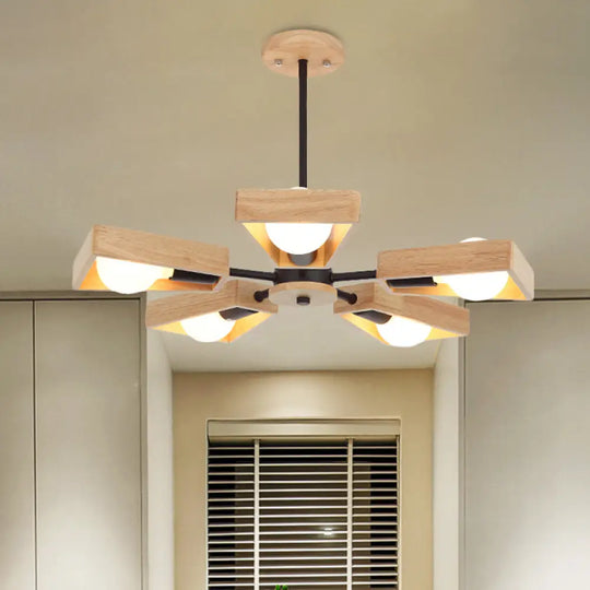 Rotating Trapezoid Wood Chandelier With Multiple Pendants - Modern Dining Room Lighting 5 / Black