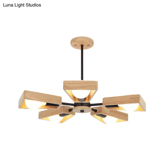 Modern Rotatable Trapezoid Chandelier Wood Pendant Light - Multi-Head For Dining Room