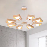 Rotating Trapezoid Wood Chandelier With Multiple Pendants - Modern Dining Room Lighting 8 / White