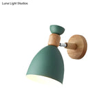 Rotating Wall Mounted Lamp: Bear/Bell Macaron Iron 1-Head Bedside Reading Light In White/Pink/Green