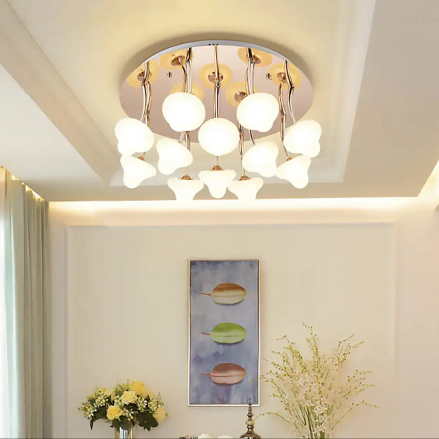 Round Acrylic Designer Ceiling Light Fixture For Hallways - White Flush Mount