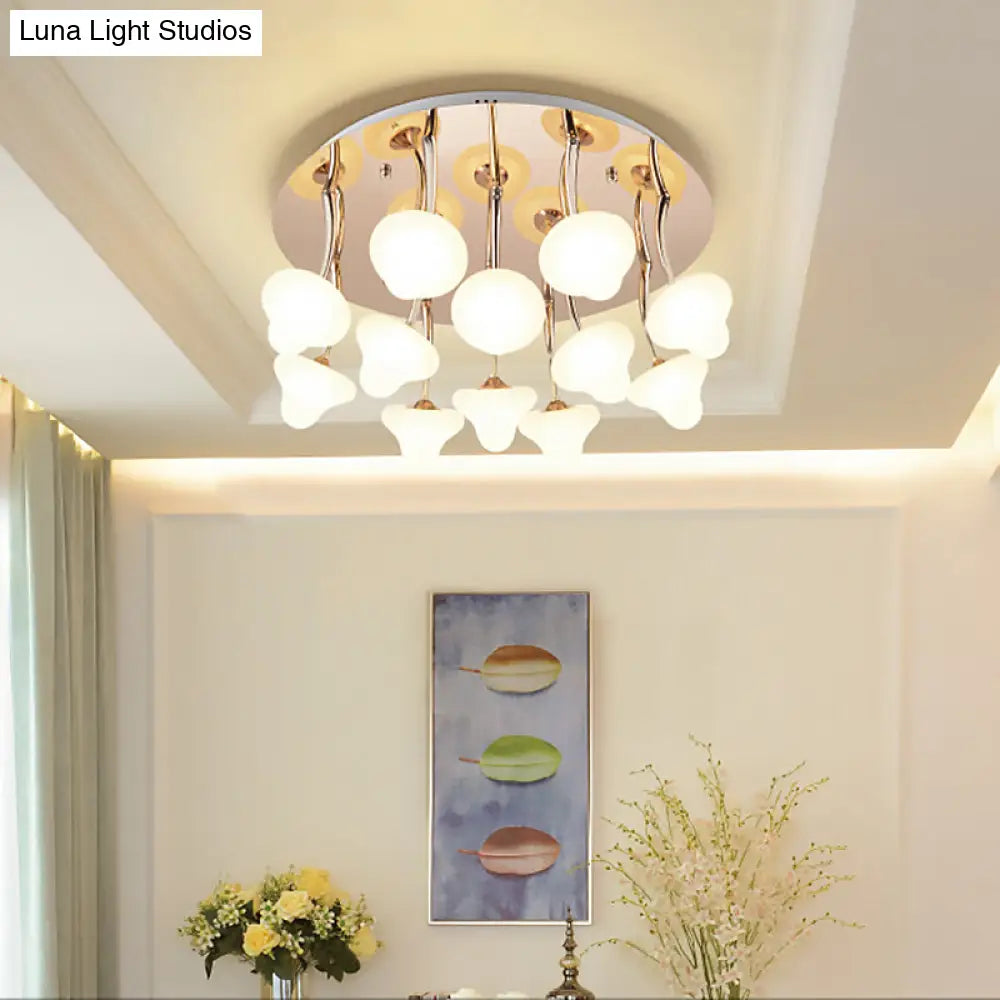 Round Acrylic Designer Ceiling Light Fixture For Hallways - White Flush Mount