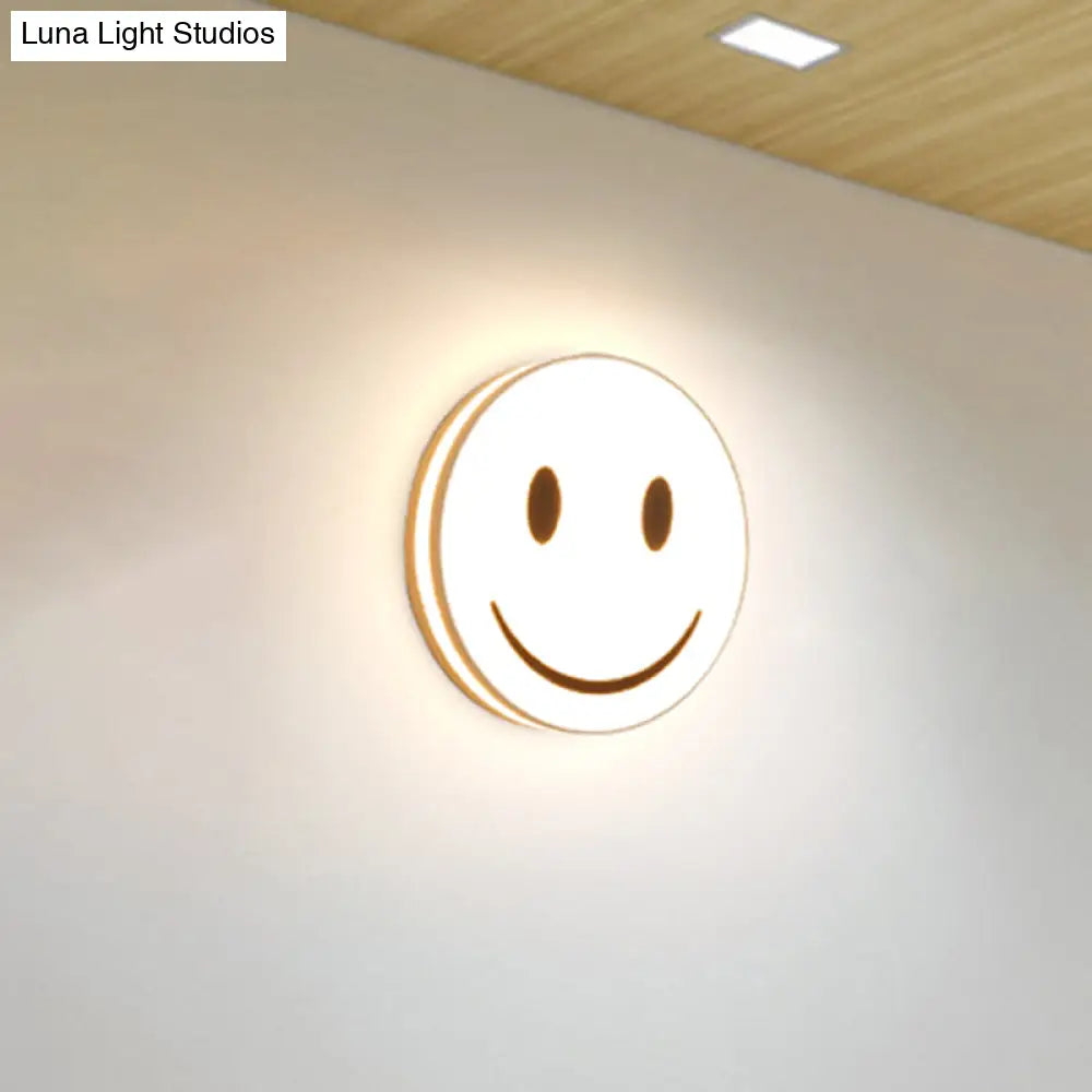 Round Flush Ceiling Light With Smile Emoji Led Flushmount Lamp And Acrylic Shade