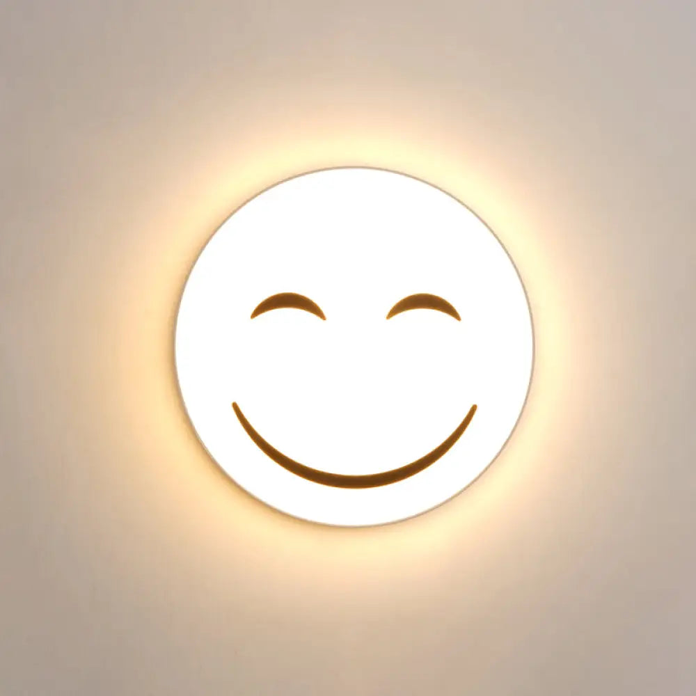 Round Flush Ceiling Light With Smile Emoji Led Flushmount Lamp And Acrylic Shade White / D