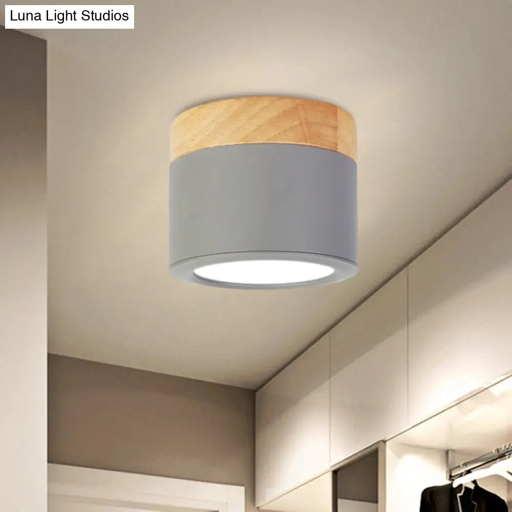 Round Flush Mount Acrylic Macaron Loft Ceiling Light For Bathroom Hallway - Small Green/Grey/White