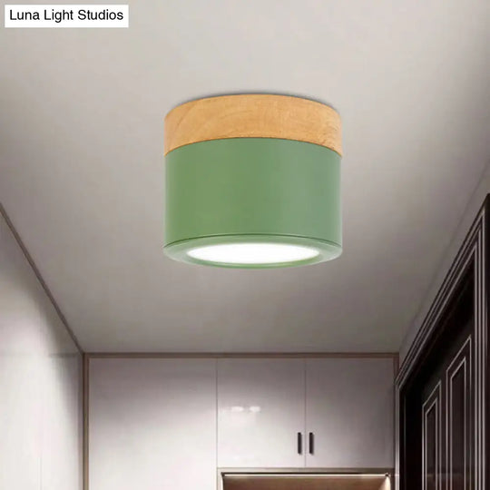 Round Flush Mount Acrylic Macaron Loft Ceiling Light For Bathroom Hallway - Small Green/Grey/White
