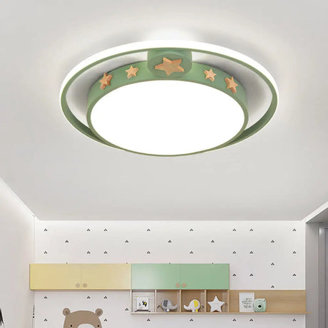 Round Flush Mounted Acrylic Led Ceiling Lamp In Pink/White/Gray – Perfect For Bedroom Lighting Green
